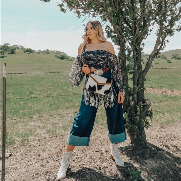 Genuine Leather and Cowhide Western Fashion Crossbody Purse - Picture 2 of 6